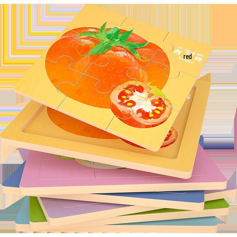 Детские развивающие деревянные пазлы с узором животных для мальчиков и девочек