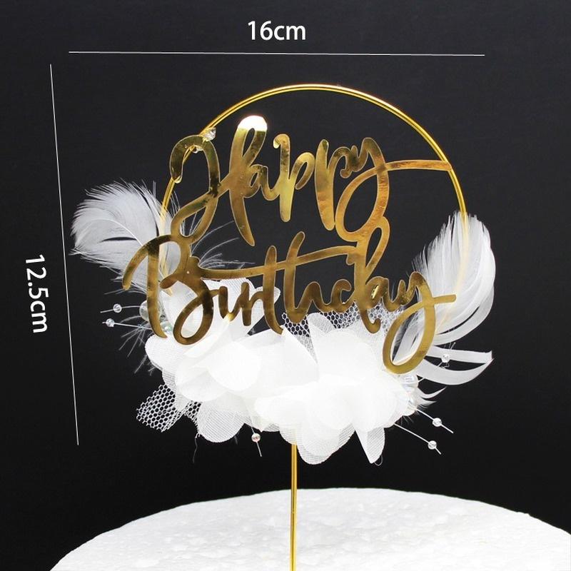 Birthday Cake Decoration Baking Supplies Mesh Wrought Iron Feather Birthday Cake Plugin