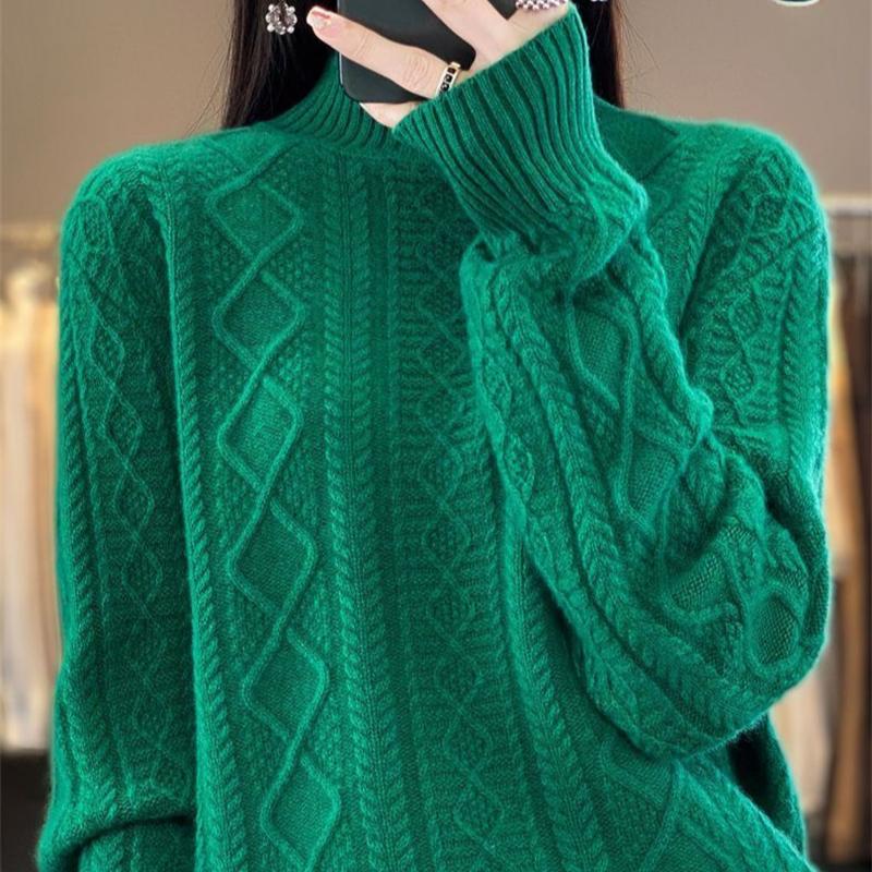 Women Jumper Autumn Winter Sweater Thick Merino Wool Turtleneck Casual Cashmere Knitwaer Pullover Korean Fashion Tops
