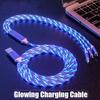 3 In 1 Glowing Flowing Charger Cable Micro USB Type C Cable  LED Light Mobile Phone Charging Wire For iPhone 13 14 Xiaomi 11 12 Samsung Oneplus Oppo