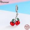 BAMOER модный кулон из стерлингового серебра 925 пробы с фруктами и красной эмалью вишни, подвеска, подходящий для женщин, браслеты