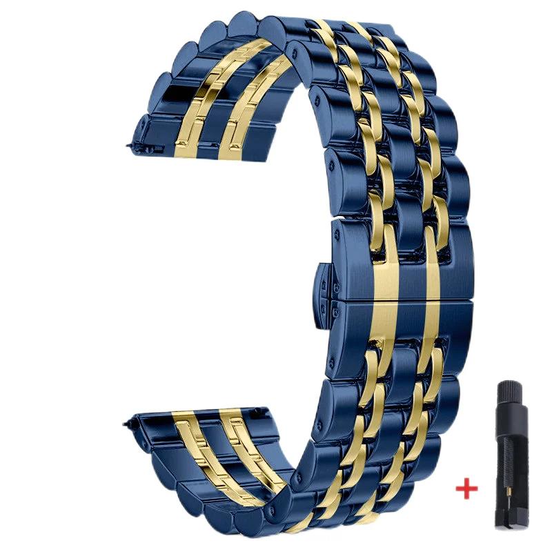 22 мм 20 мм Нержавеющая сталь Ремешок для Samsung Galaxy Watch 7 6 4 5 45 мм Gear S3 46 мм 42 мм Active2 40 44 мм Браслет для Amazfit BIP 2 GTR Металлический Браслет