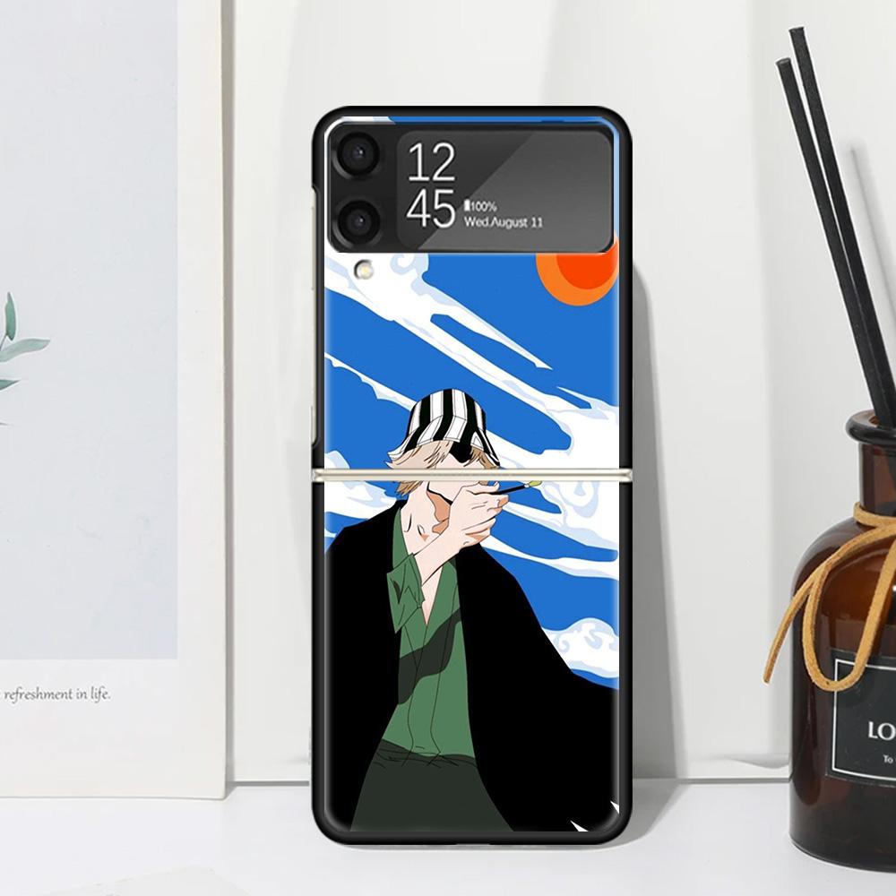 Bleach Kisuke Urahara Phone Case Cover for Samsung Galaxy Z Flip 7 6 5 4 3 5G Flip3 Flip4 Flip5 ZFlip6 ZFlip7 Black Fundas Clear