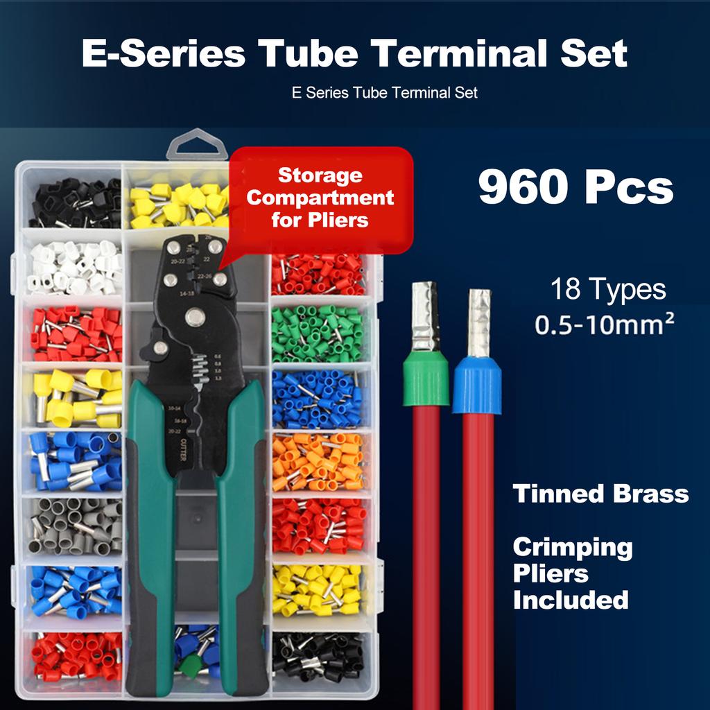 Набор инструментов для обжима, включая 18 типов 960 шт. изолированных саморегулирующихся наконечников для проводов