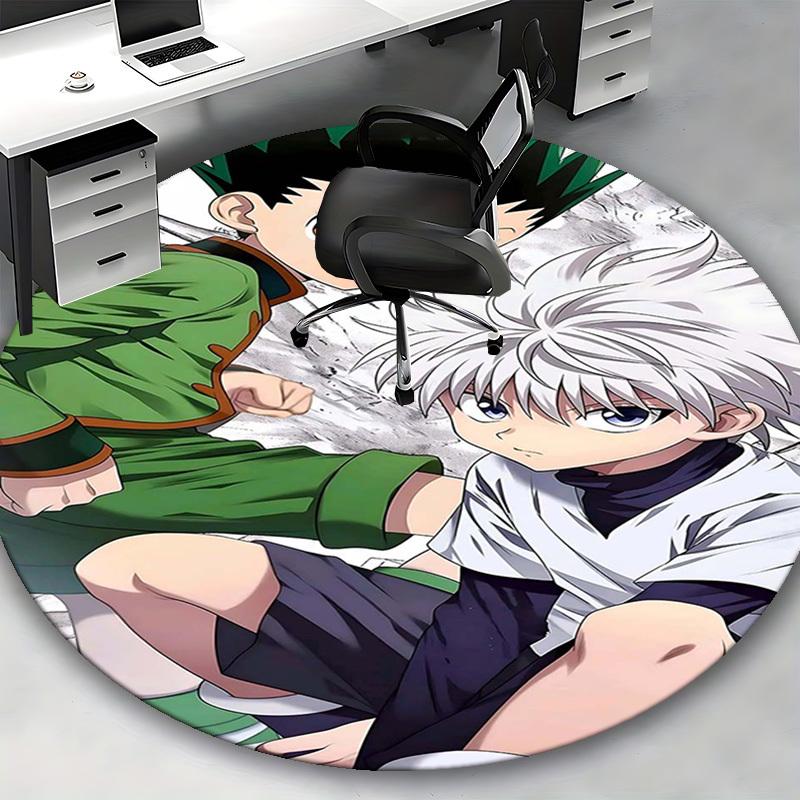1 шт. Ковер круглый Hunter x Hunter Killua & Gon - Коврик для стула с дизайном из аниме-мультфильма, нескользящий ковер для офиса, домашнего декора, гостиной