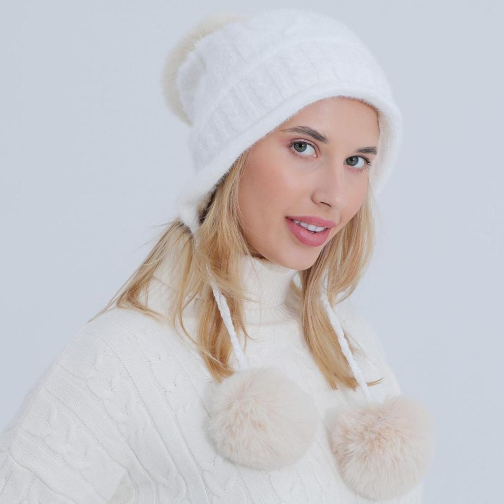 Женская милая осенне-зимняя плюшевая вязаная теплая шапка из мягкой шерсти синели