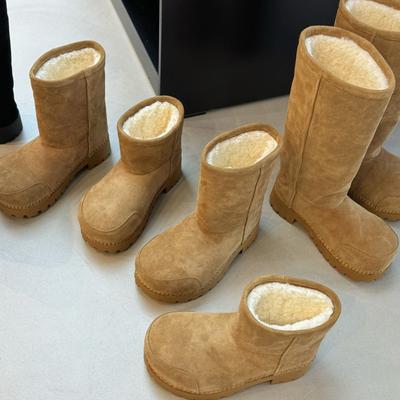 Шерстяная версия~ Уродливые милые и наивные ботинки-луноходы с большой головой женские зимние на толстой подошве полусапоги утолщенный бархат теплые Северо-восточные большие хлопковые ботинки