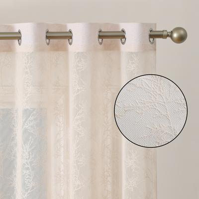 Белое французское дерево Прозрачные шторы Бежевые льняные текстурированные шторы Длиной 84 дюйма 1 панель для гостиной