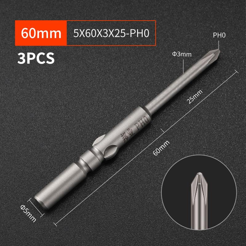 §Length 60mm Screwdriver Bit Multiple Sizes S2 Material Electric Screwdriver Bit No Slipping High Hardness Electric Bit