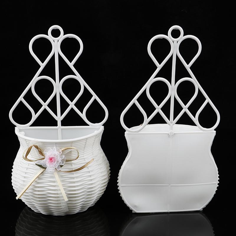 Полукруглая настенная ваза, белая пластиковая корзина для цветов, минималистичное цветочное украшение для гостиных и отелей
