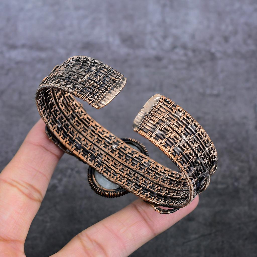 Браслет-манжета из медной проволоки Moonstone Handmade, регулируемый r8v84