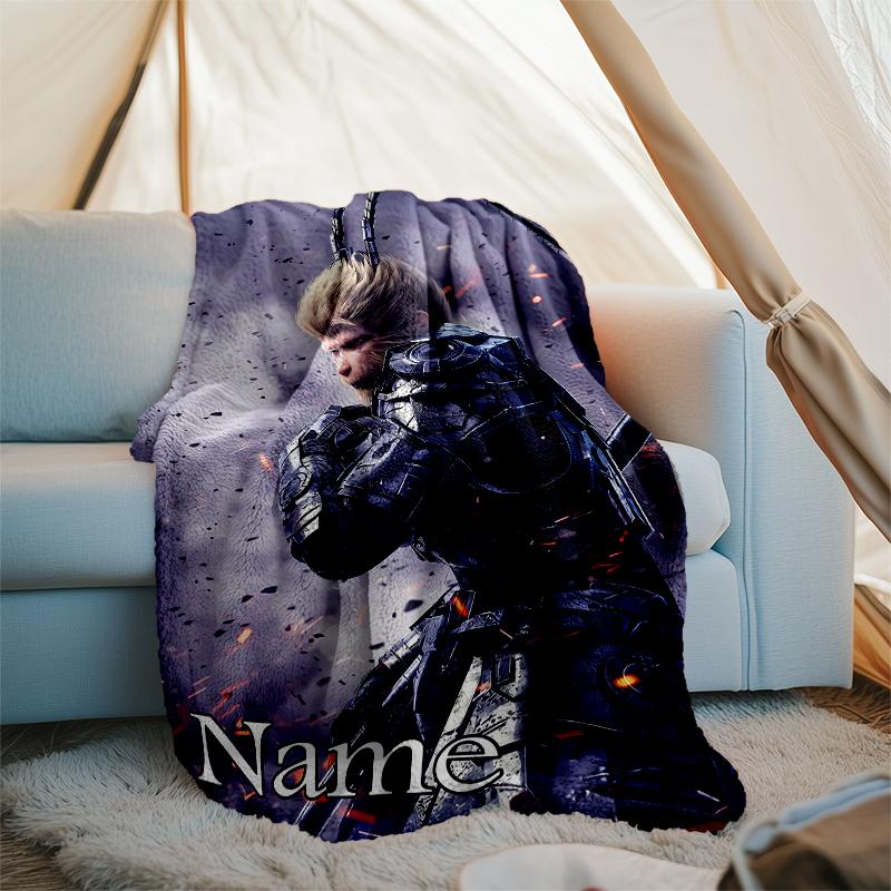 Personalized Custom Name Blanket - Black Myth Wukong Game Print Design,Blanket for Sofa,Bed,Travel,Camping - Soft and Warm, Great Gift