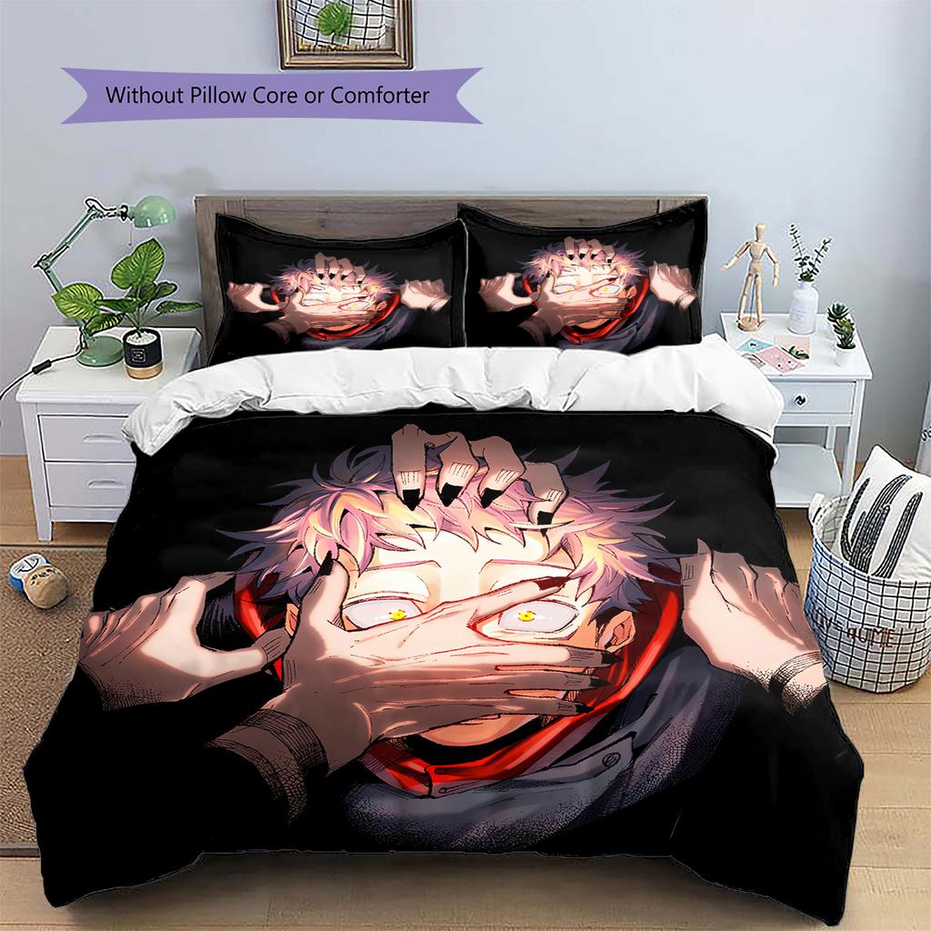 Jujutsu Kaisen Dark Style Bedding Set Duvet Cover Pillowcase No Filler, Soft Home Bedroom Decor, Perfect Gift for Fans.chl