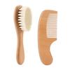 BTtime Baby Hair Brush and Comb Set for Newborns, Scalp Massager, Wooden Handle, Natural Wood and Goat Hair, Anti-Static, Baby Shower Gift, for Newbor