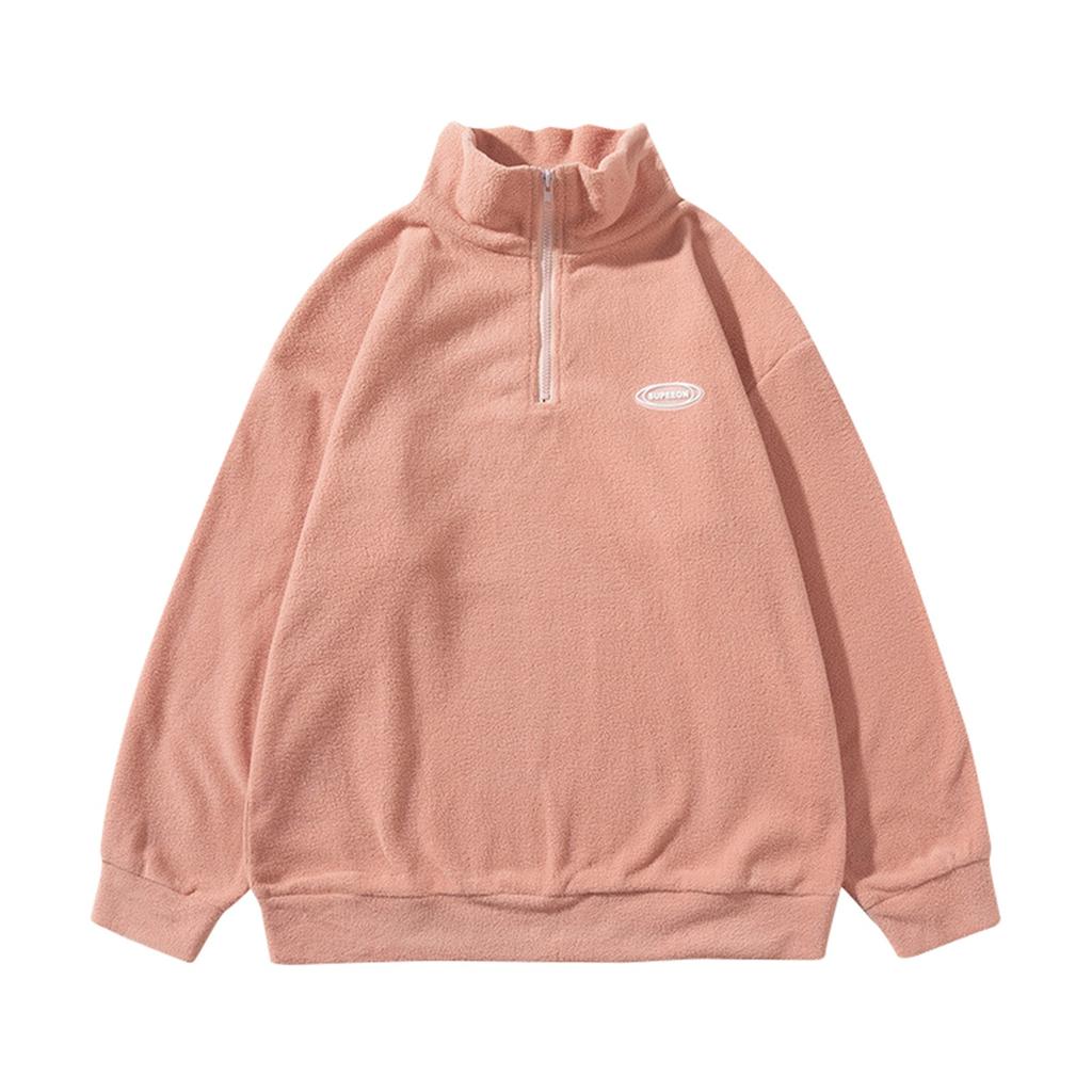 Autumn And Winter Polarfleece Sweater Embroidery Letters Zipper Stand Collar Pullover Sweater Men's And Women's Cardigan Top