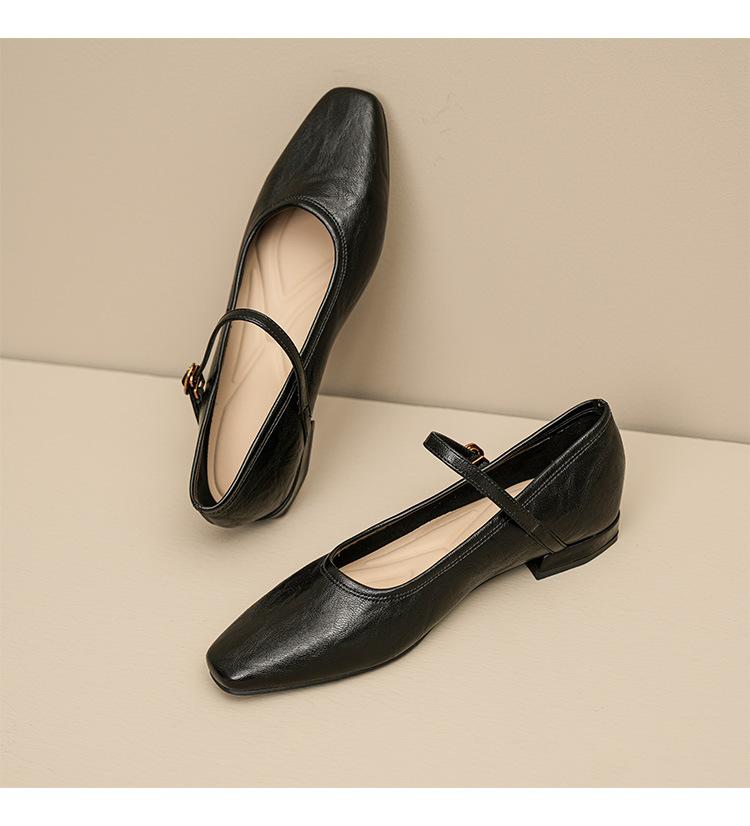 Women's High Heels French Retro Mary Jane Shoes Women's Spring Summer New Simple Small Leather Shoes Flat Bottomed Women's Shoes
