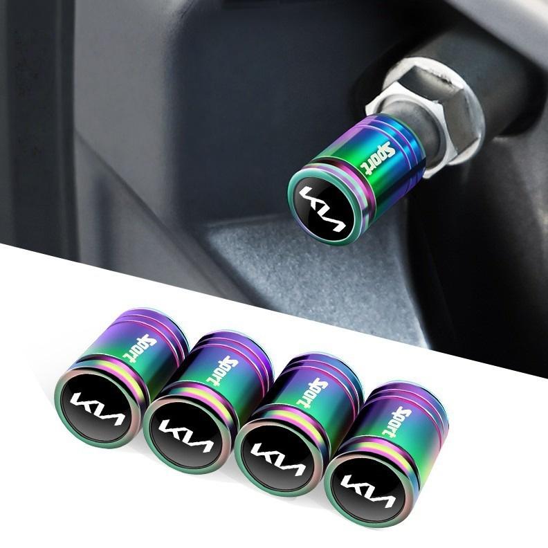 Set of 4 Alloy Car Logo Wheels Tire Valve Dust Covers Tire Stem Covers for Kia Rio Soul Seltos Forte K5 K3 Niro Sorento Stinger VG4