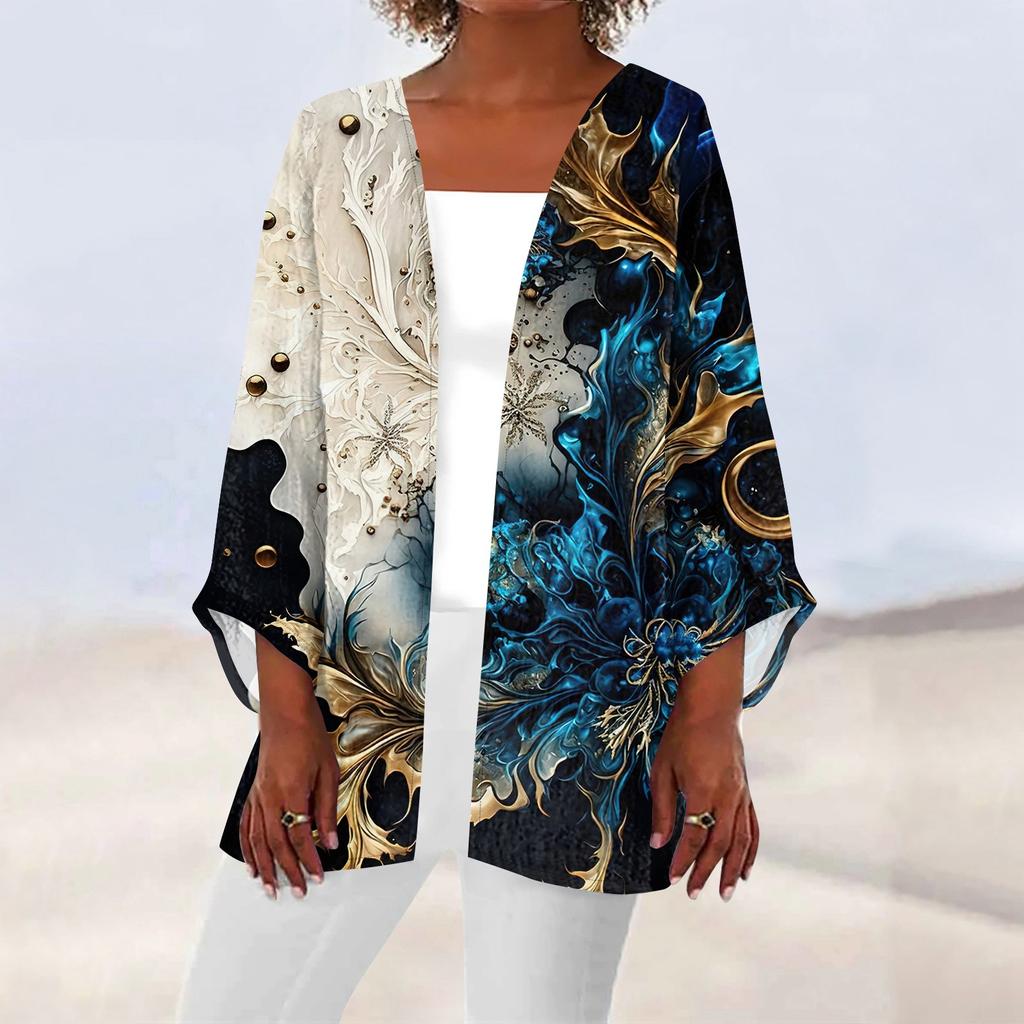 Женская повседневная модная легкая куртка средней длины с принтом, кардиган