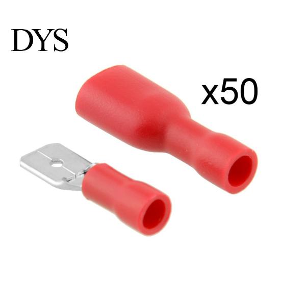 Wiring Quick Connector 50Pairs Insulated Spade Electrical Crimp Cable Terminals Set Wire Terminal Kit