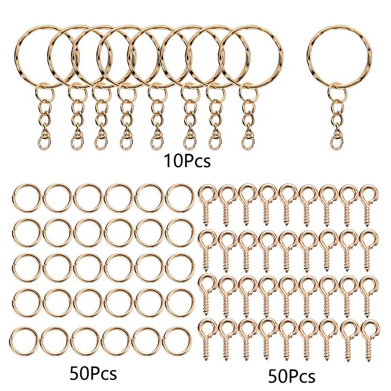 110/220Pcs Jewelry Making Jump Rings Key Ring Eye Pins Keychain Kits Key Chain Epoxy Resin