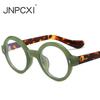  Fashion Round Glasses Frame Anti Blue Light Women Retro Green Leopard Fake Glass Computer Eyeglass