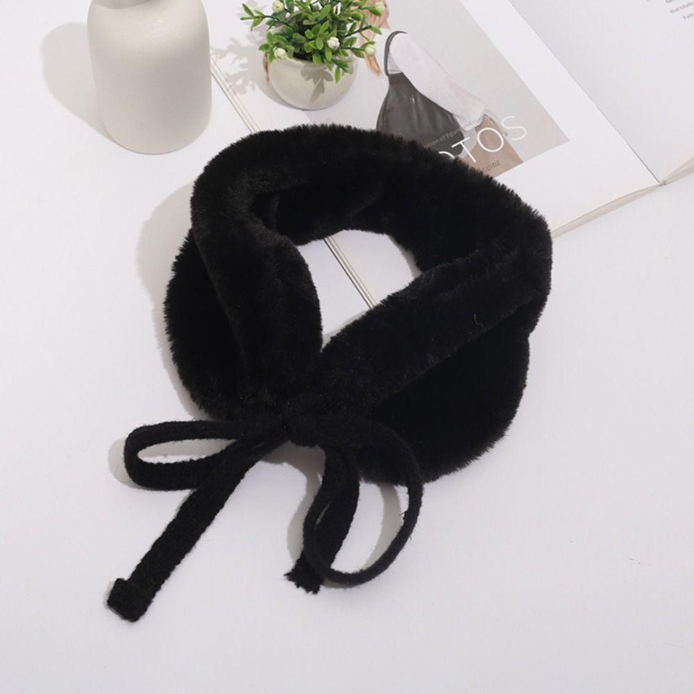 Plush Winter Small Scarf Thick Warm Neck Wrap New Tie Earmuffs