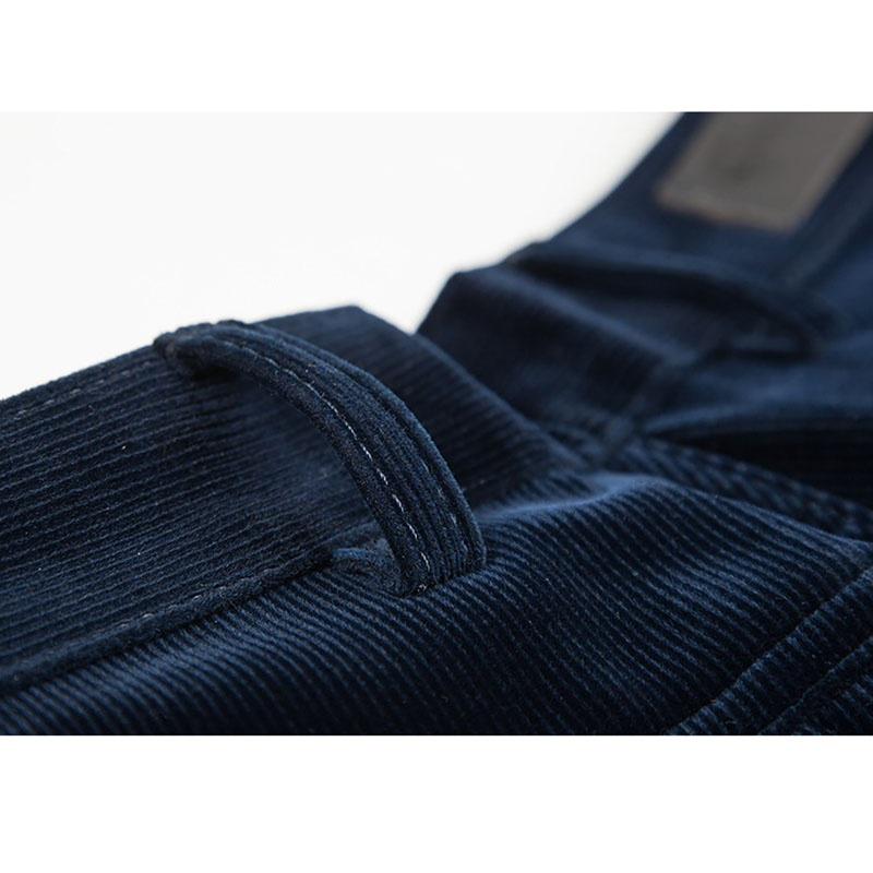 Мужские вельветовые брюки, эластичные прямые брюки, повседневные свободные брюки с высокой талией в стиле ретро, ​​деловые деловые костюмы