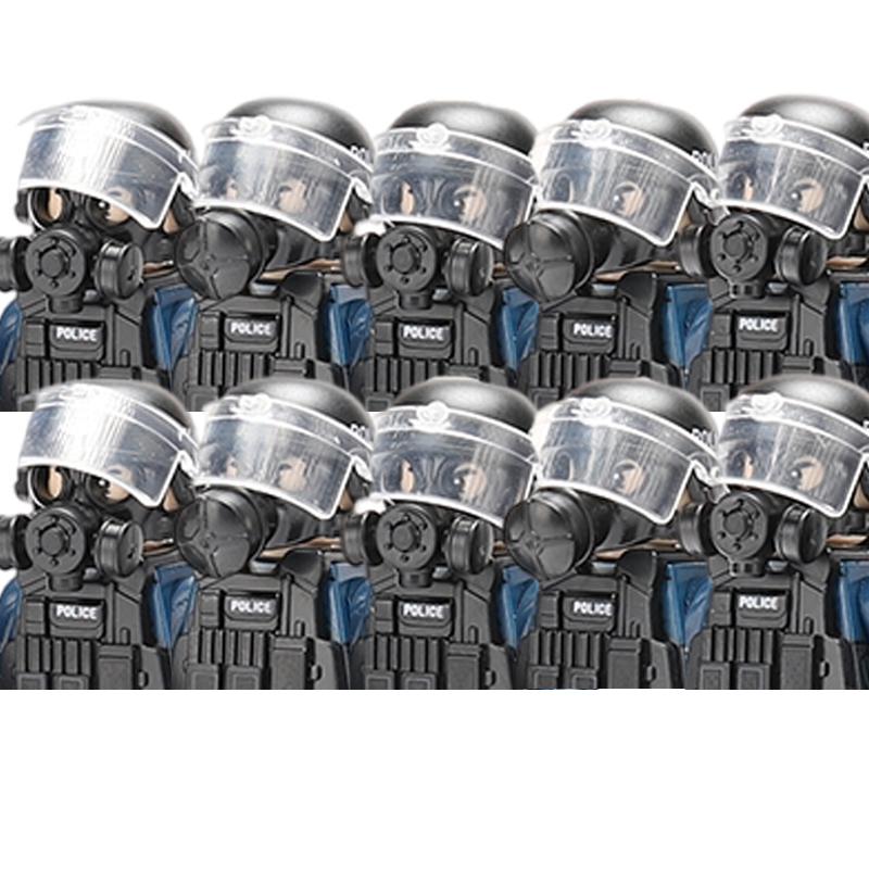 Городская полиция Китай Спецназ Конструктор Штурмовой солдат Фигурки SWAT Маска газовой защиты Военное оружие Кирпичики Игрушки Дети