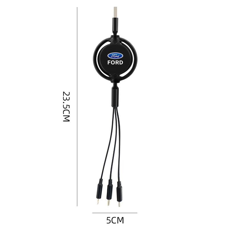Car Sticker Hot Sell 3 In 1 Micro USB Type C Charger Cable Multi Usb Port Multiple Usb Charging Cord For Ford focus Fiesta EcoSp