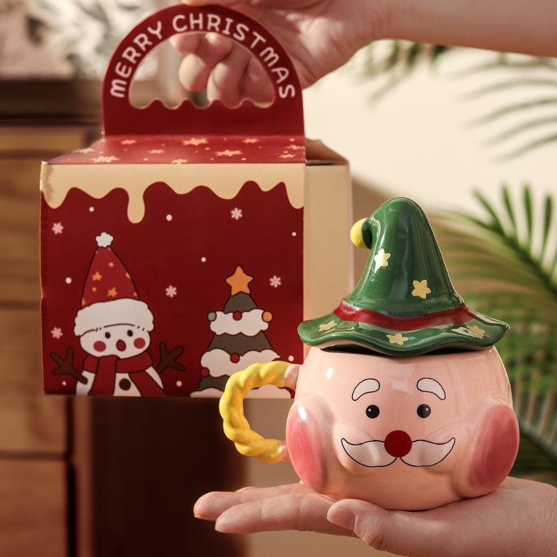 Милая кружка Санта-Клауса Рождественский подарок Креативный дизайн Керамическая чашка Сувенир для девочек Подарочная коробка