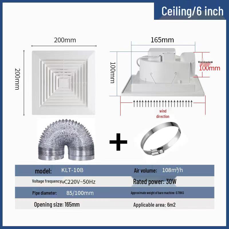 Потолочный бесшумный вентиляционный вентилятор для кухни и ванной комнаты
