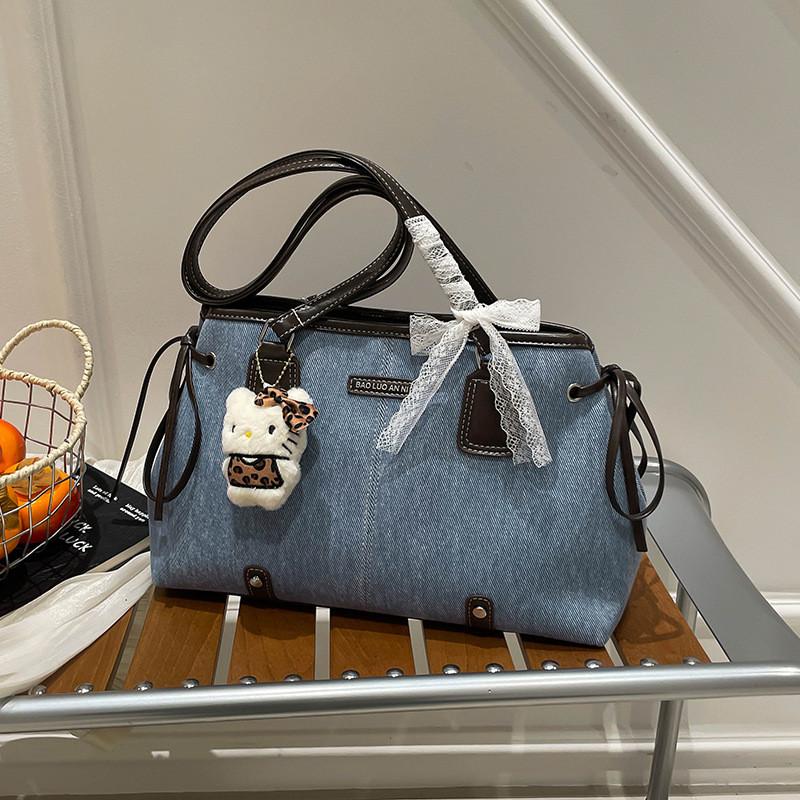 IELGY Ladies Underarm Bag Casual Large Capacity Denim Commuter Portable Tote Bag
