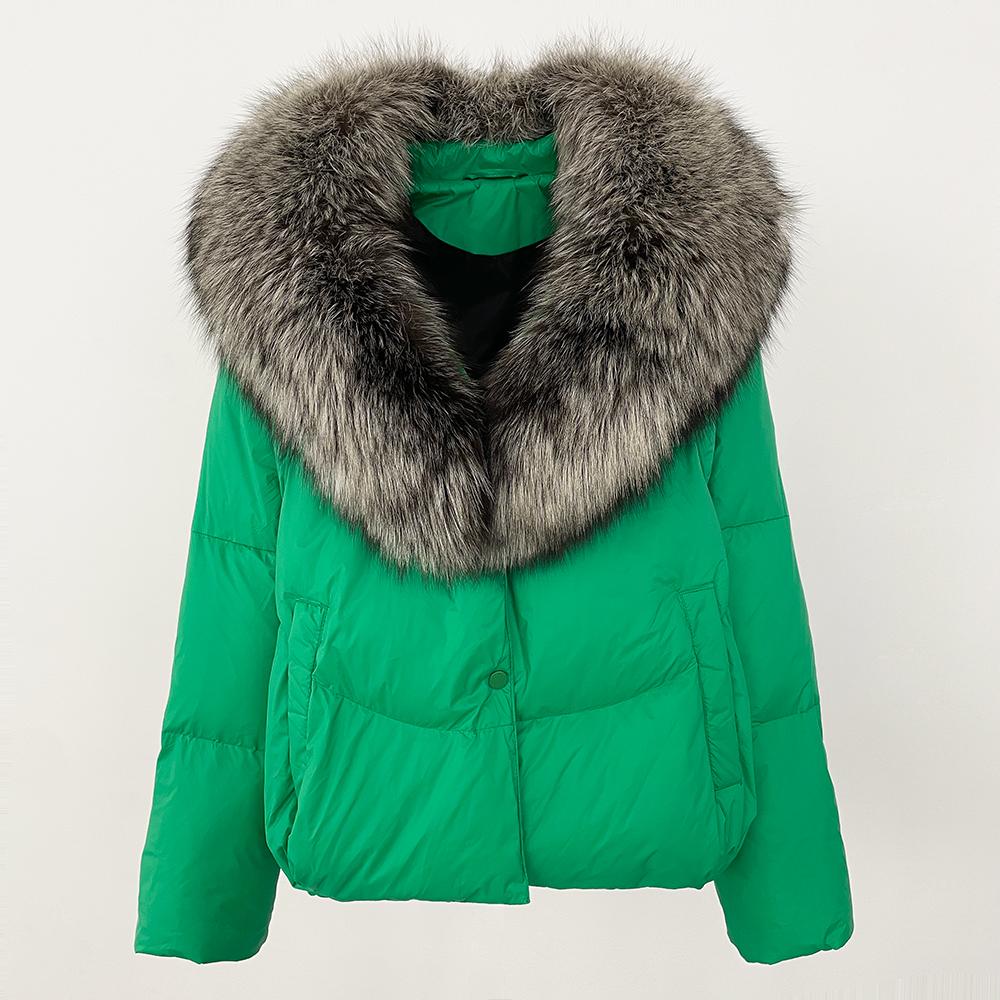 OFTBUY 2024, осенне-зимний новый пуховик из меха чернобурки со съемным меховым воротником, женское утолщенное теплое пальто из 90% белого утиного пуха