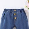 Детские джинсы для девочек, расклешенные брюки с эластичной резинкой на талии, детские джинсовые брюки