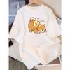 Kawaii Shiba Inu and Chick Graphic T Shirt Cute Cartoon Dog Print Summer Short Sleeve Loose Top Harajuku Daily Wear Cool Top