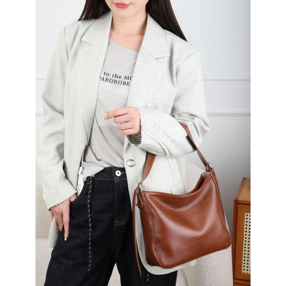 Cowhide Square Bag Crossbody Shell Bag Popular Fashion Women's Shoulder Square Bag Practical Soft Leather Handbag