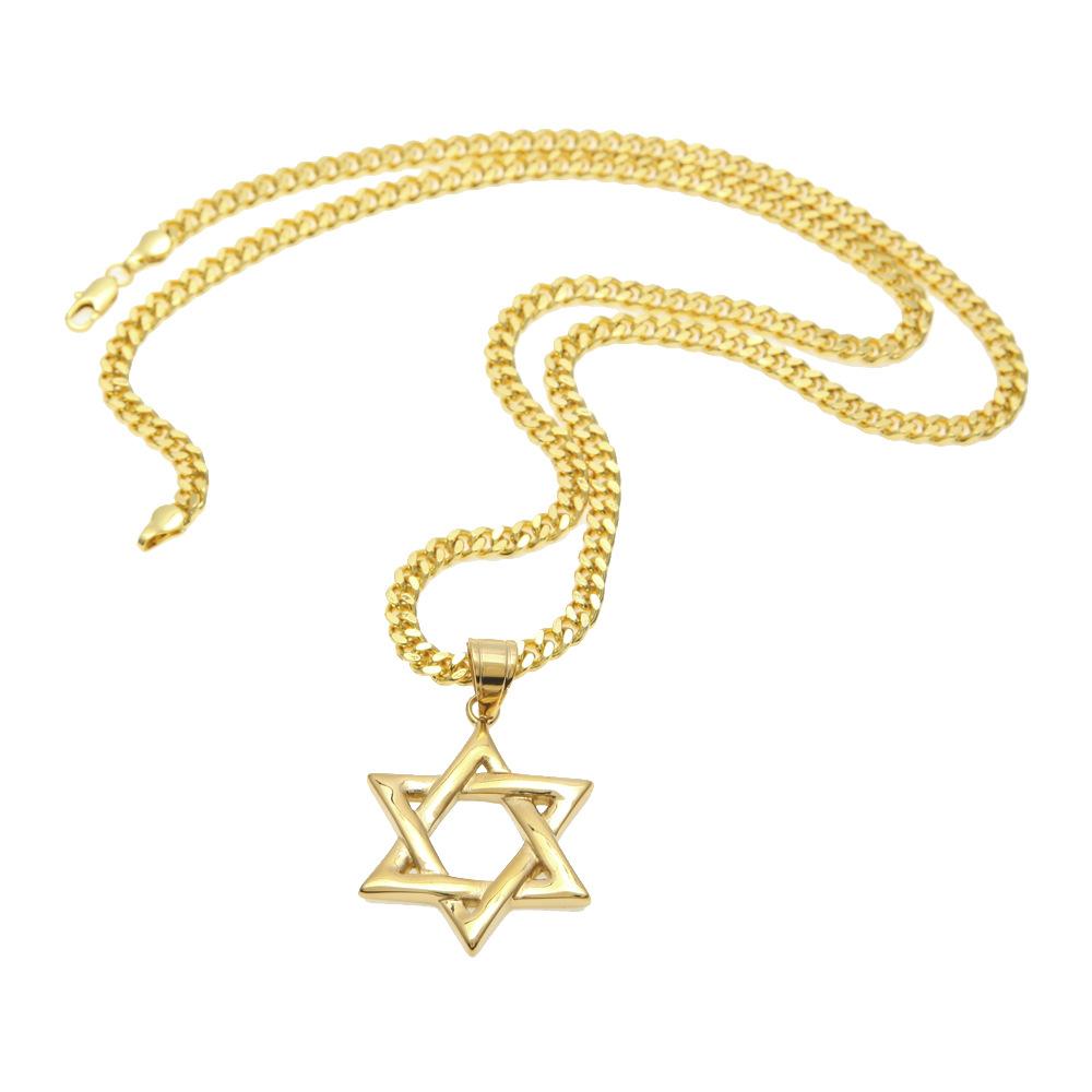 Новая персонализированная звезда Давида из нержавеющей стали, подвеска с шестиконечной звездой, сохраняющее цвет, ожерелье в стиле хип-хоп