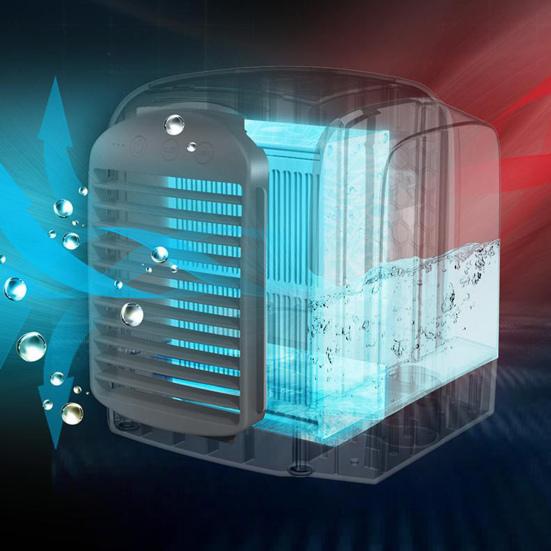 Персональный кондиционер с охлаждающим вентилятором и резервуаром для воды, 3 скорости, сильный воздушный поток, низкий уровень шума, настольный воздухоохладитель, вентилятор, генератор тумана