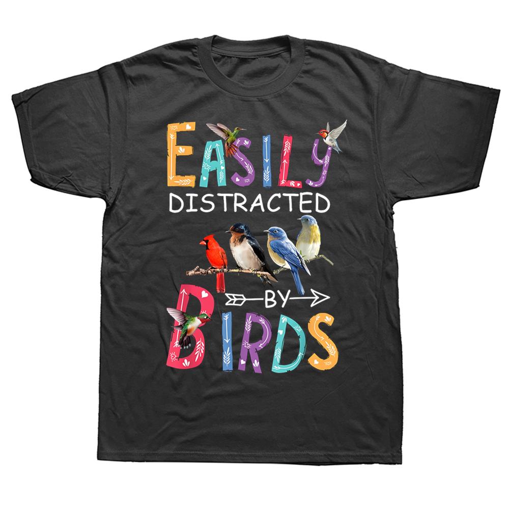 Easily Distracted By Birds Funny Bird Graphic Tshirt Men Women Hip Hop Oversized T Shirt 100 Cotton Comfort Tshirts