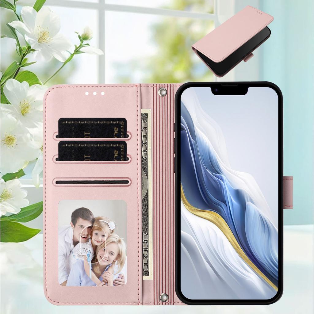 Suitable for iPhone 17E, leather-textured solid color business case, Apple 16 card slot hand strap flip cover protective case