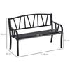 2-Seater Garden Bench Metal Loveseat w/ Decorative Backrest Ergonomic Armrest