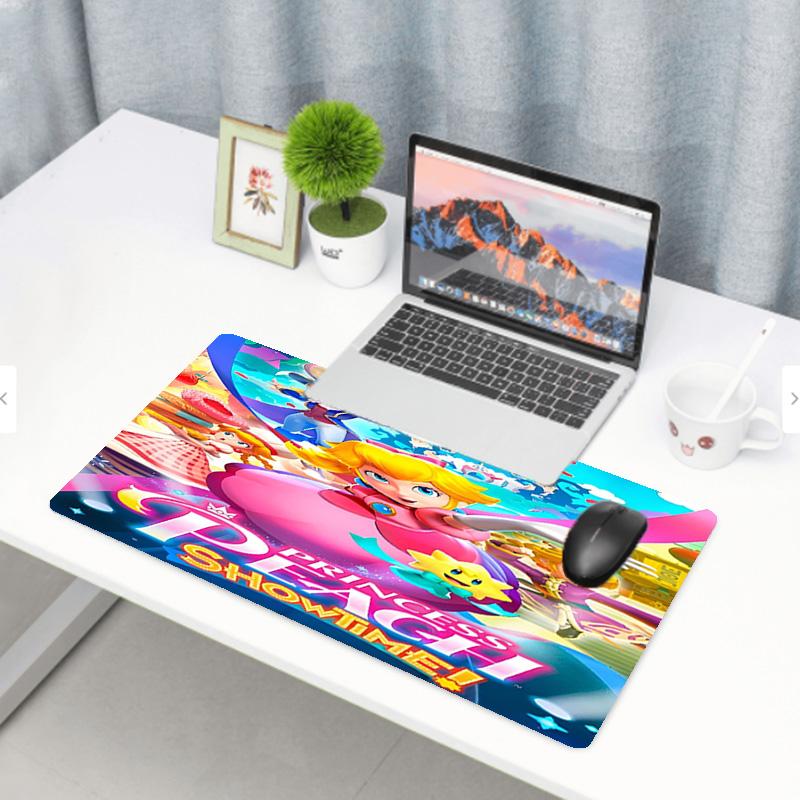 Princess Peach Toadstool Print Mouse Pad, Anti‑Slip Desktop keyboard Mat, for PC Laptop Gaming Working Daily Use, Cool Festival Surprise Gift