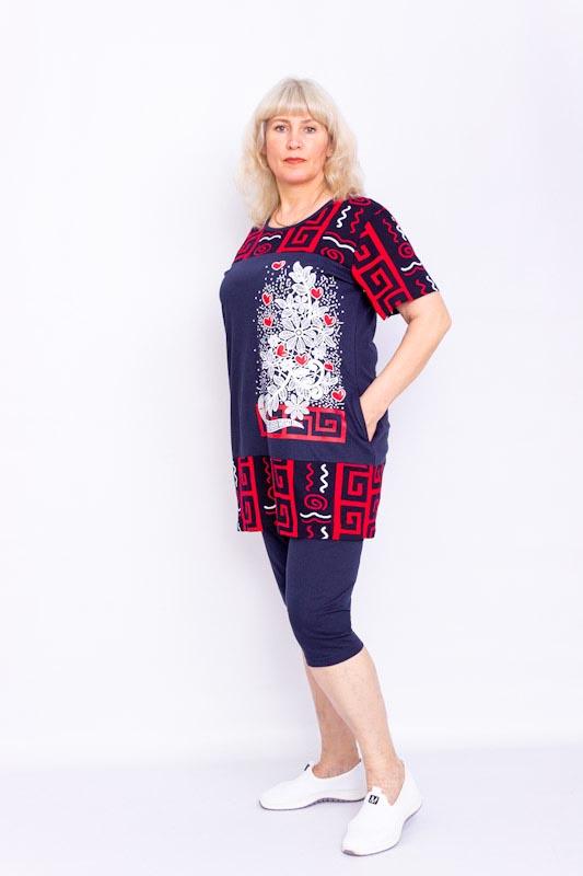 Set – Women's Cotton Tunic & Capri Pants, Breathable Homewear, Summer 8056-005-33 HC