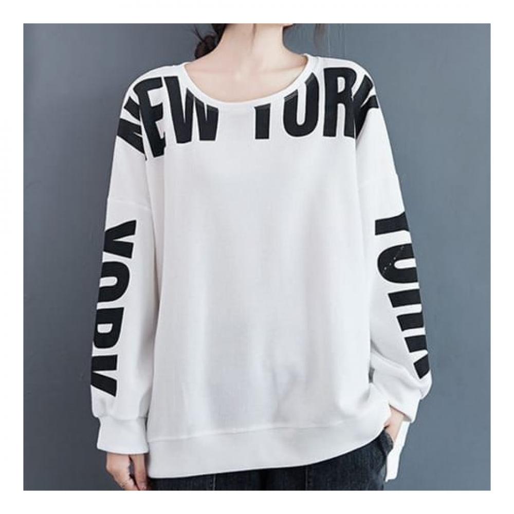 Navava Men LeTTering Round Neck Loose FiT Long Sleeve T shirT nT1437