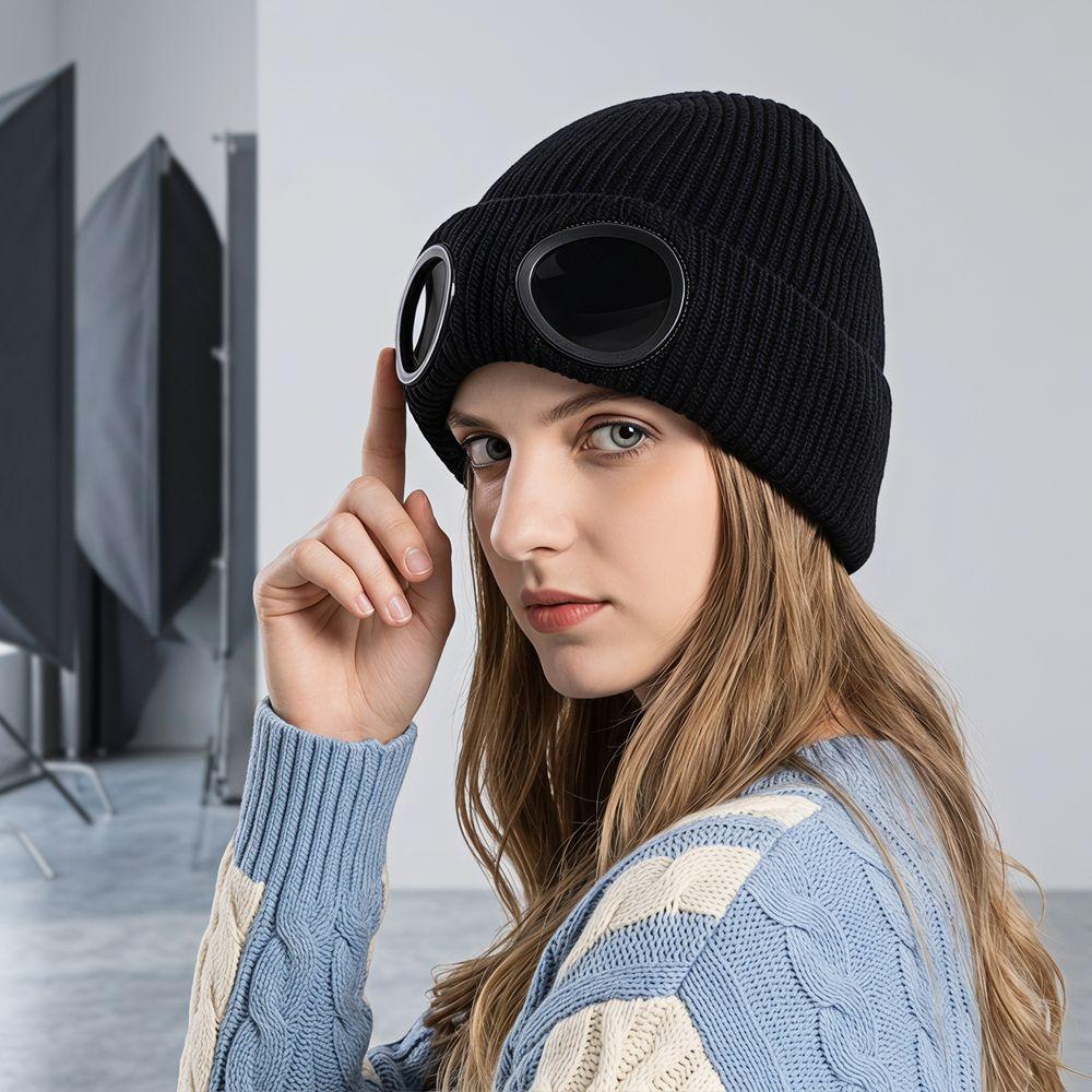 Removable Glasses Warm Ski Mask Hats Wear-resistant Knitted Hat Fashion Winter Glasses Caps Sports