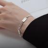 S925 Silver Couple Bracelet Niche Engraving Personality Trendy Simple Cold Style Men's Bracelet Women's Hand Jewelry