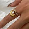 3 шт./Набор Элегантное Кольцо-Аксессуар с Резьбой 18K Золотого Цвета, Регулируемый Размер, Стильные Аксессуары на Пальцы для Модниц