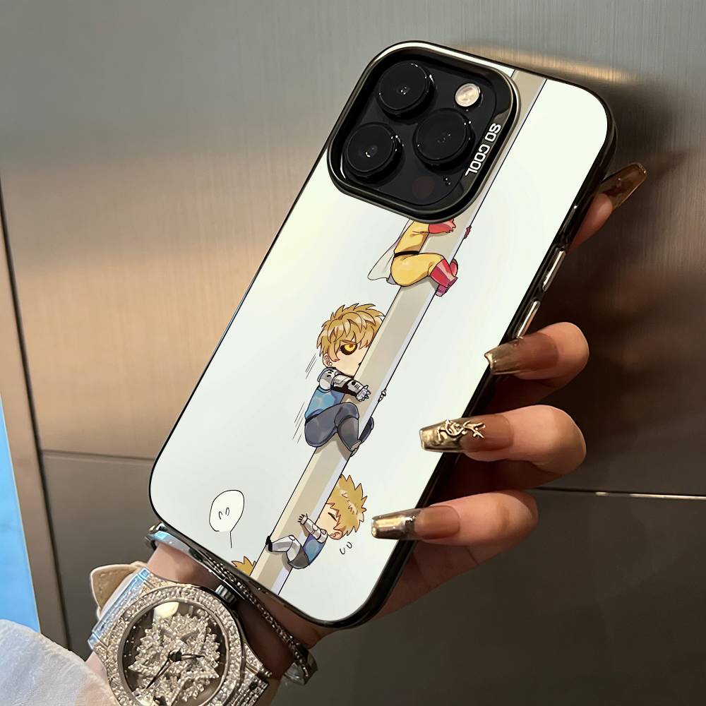 O-P-M-One-Punch -Man For iPhone 17 16 15 14 13 12 11 Pro Max XS 17 Air Silicone Colored Silver Bumper Cover