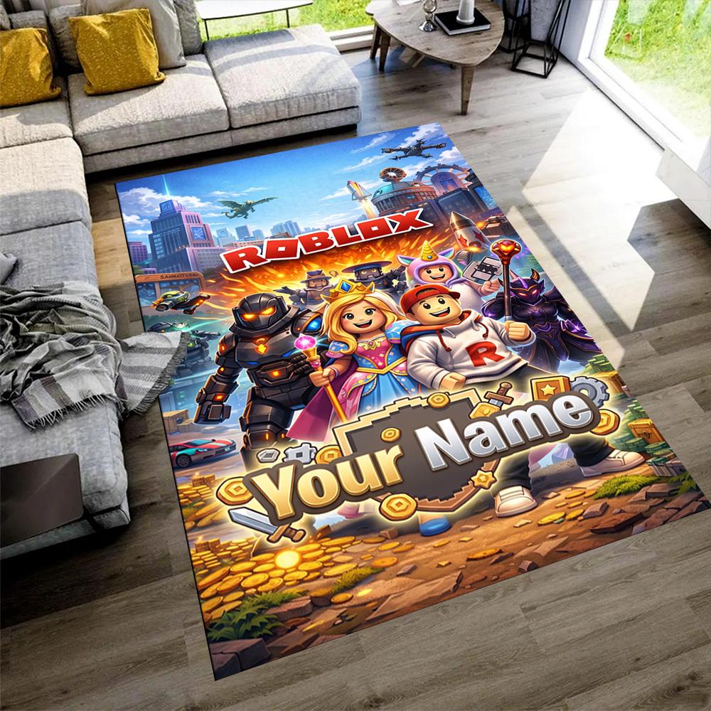 Roblox Personalized Text Floor Rug Office Rug Suitable for Playrooms Living Rooms Decorate room Balcony Antislip Carpet Decorate Offices