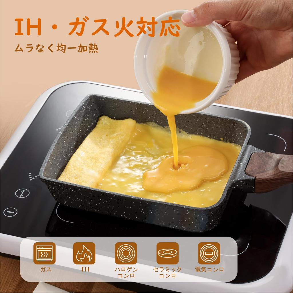 Сковорода SENSARTE Tamagoyaki с газовой горелкой IH PFOA легко и просто с серой лопаткой, 18см15см, антипригарная, совместимая, совместимая, свободная, захват,